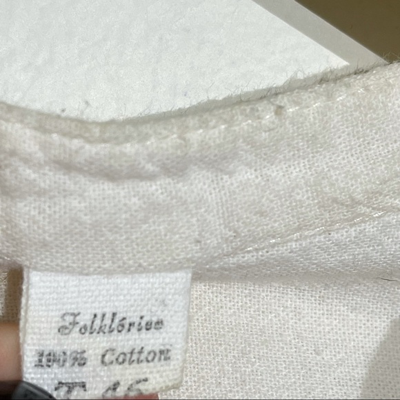 Vintage Floral Embroidered  Women's Long Sleeve Boho Minimalist 100% Cotton - Picture 4 of 9